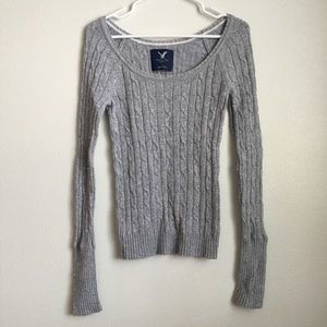 Gray Cable Knit AE Sweater