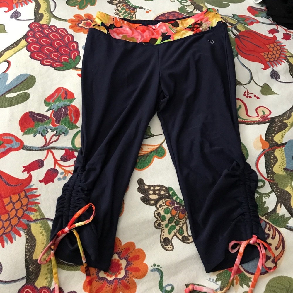 Yoga Pants navy blue and floral