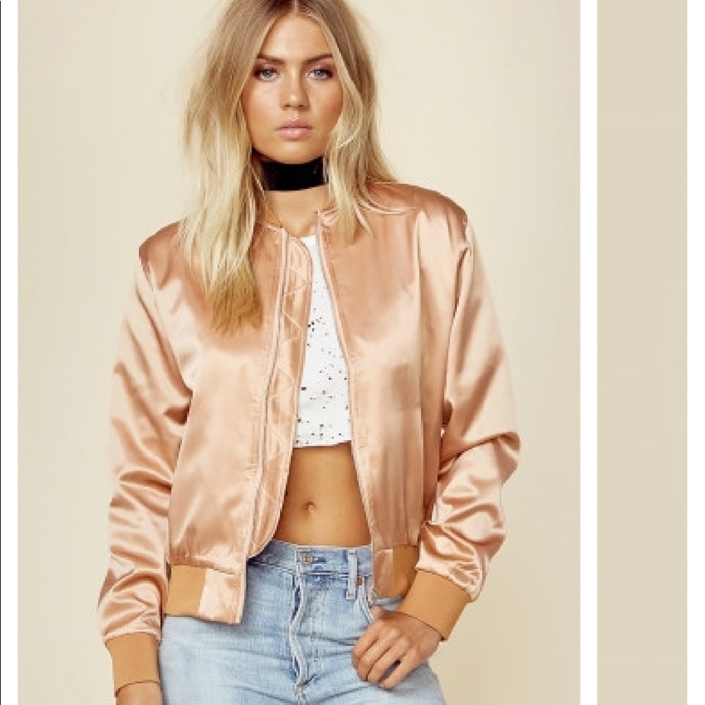 MAP outerwear rose gold silk bomber jacket