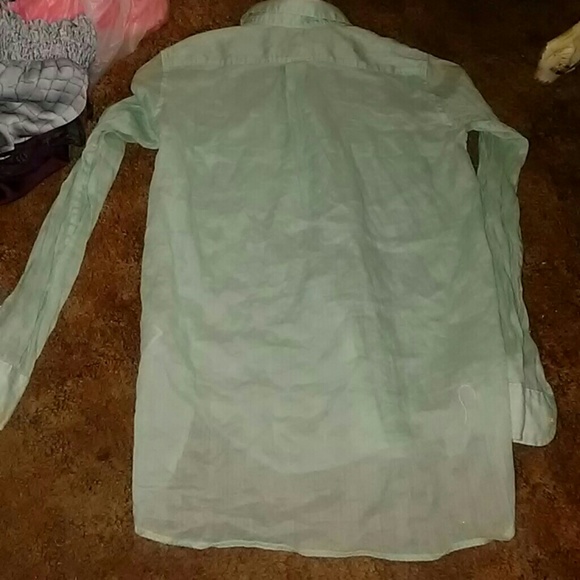 Gap Muted Mint Double Pocket Linen Button Up - Picture 2 of 4