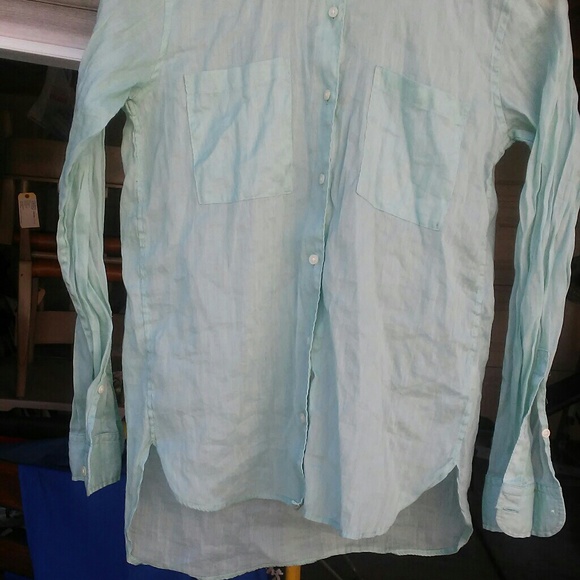Gap Muted Mint Double Pocket Linen Button Up - Picture 4 of 4