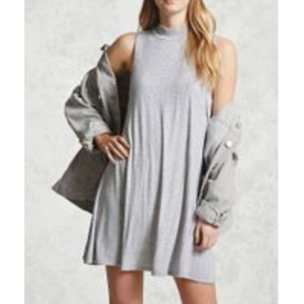 Grey mock neck dress