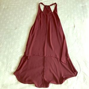 High-low razorback Maroon Sheer long Top