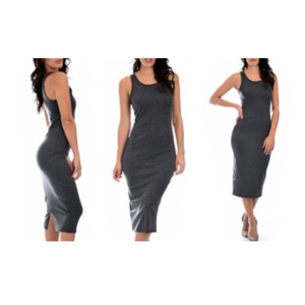 Racerback Bodycon Midi Dress charcoal