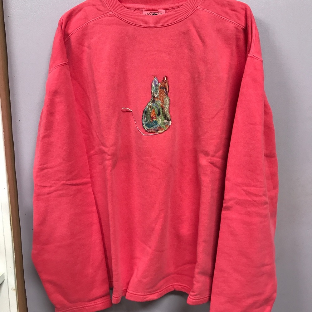 OOAK authentic pigment cat embellished sweatshirt