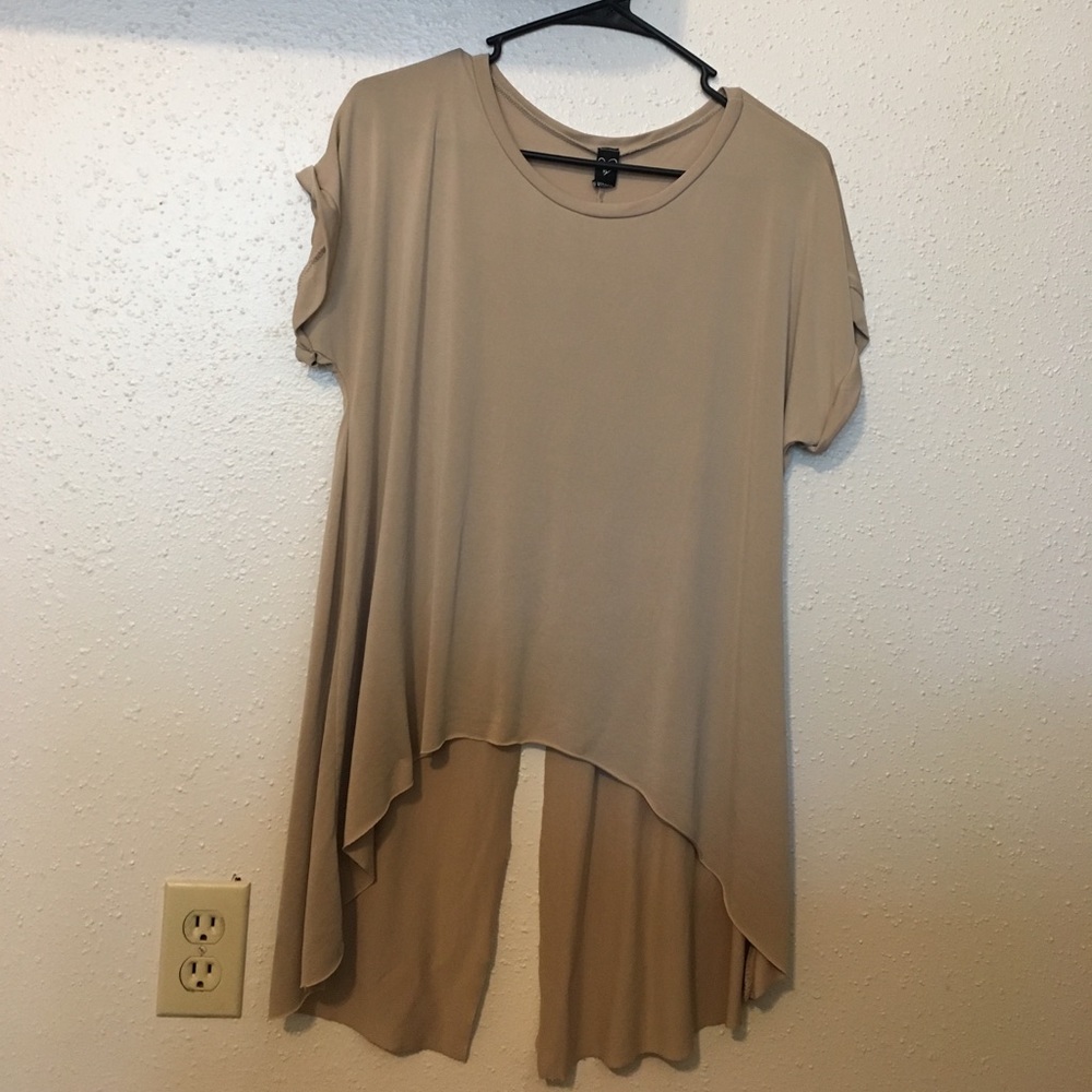 Split back nude blouse