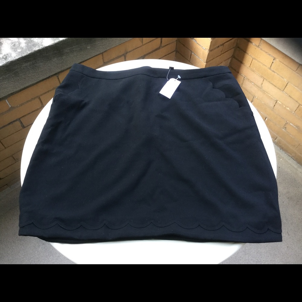 NWT - BR Double-Face Scalloped Trim Skirt, Black