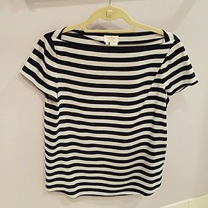 Kate Spade Blue and White Striped Boatneck Top