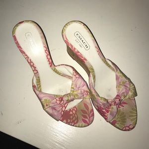 Floral Coach Wedged Sandals