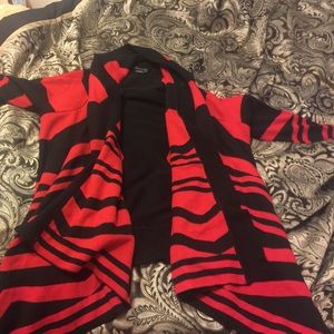 Red and black striped shawl
