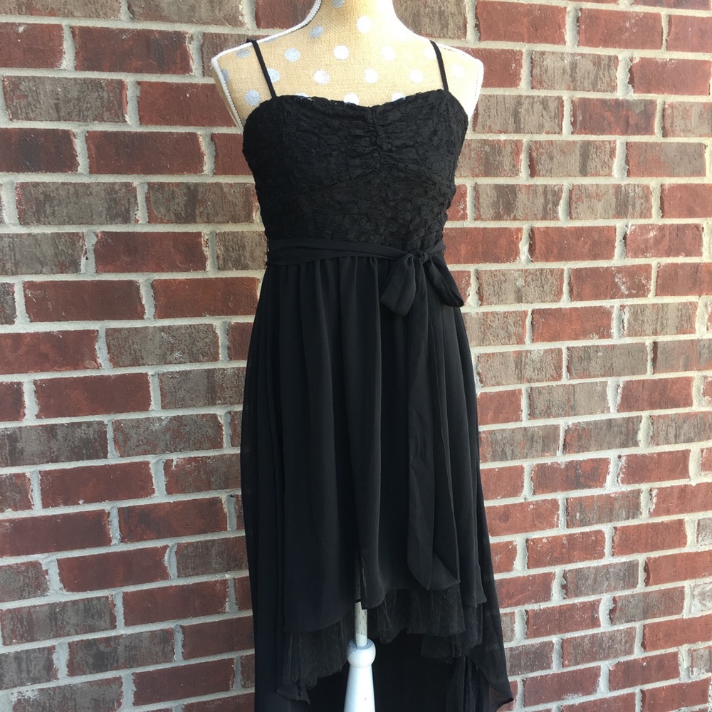 A'reve Black Lace and Chiffon Hi-Lo Dress