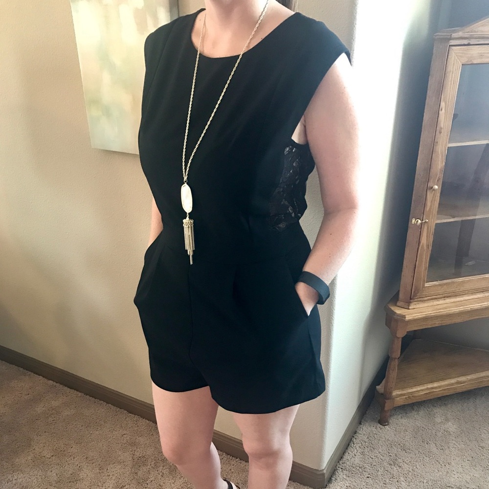 Black Lace Back Romper -NWOT