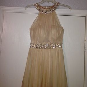 Long beige dress with beading