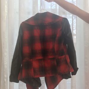 Plaid and leather jacket