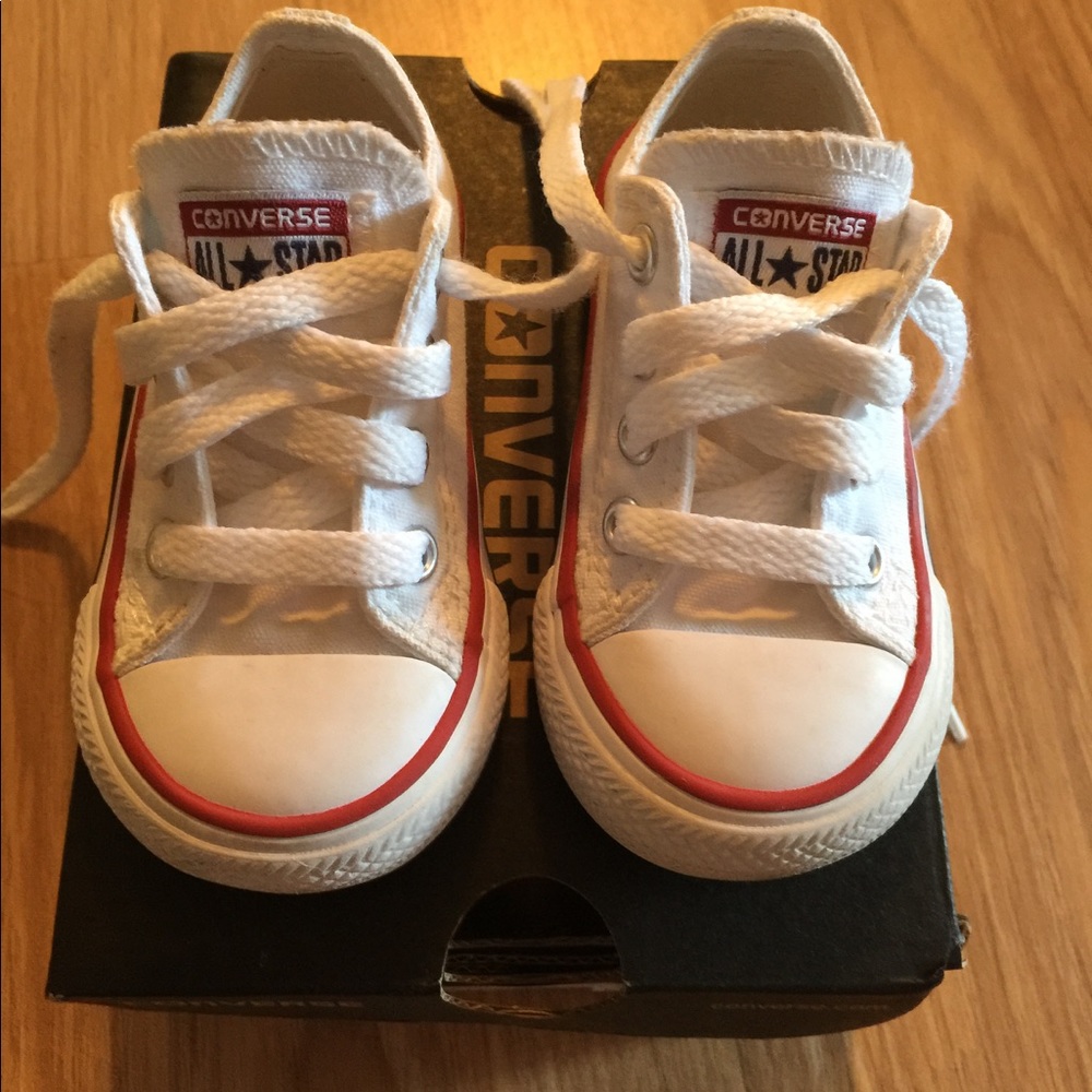 Toddler white converse. Size 4.