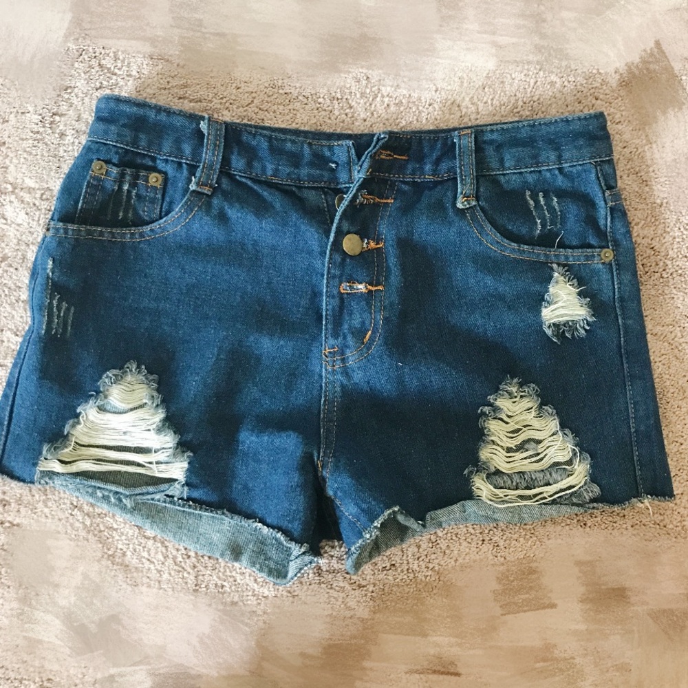 Asos nasty gal destroy button jeans shorts