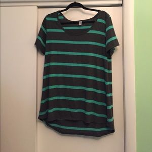 Gray and Mint Striped Classic Tee