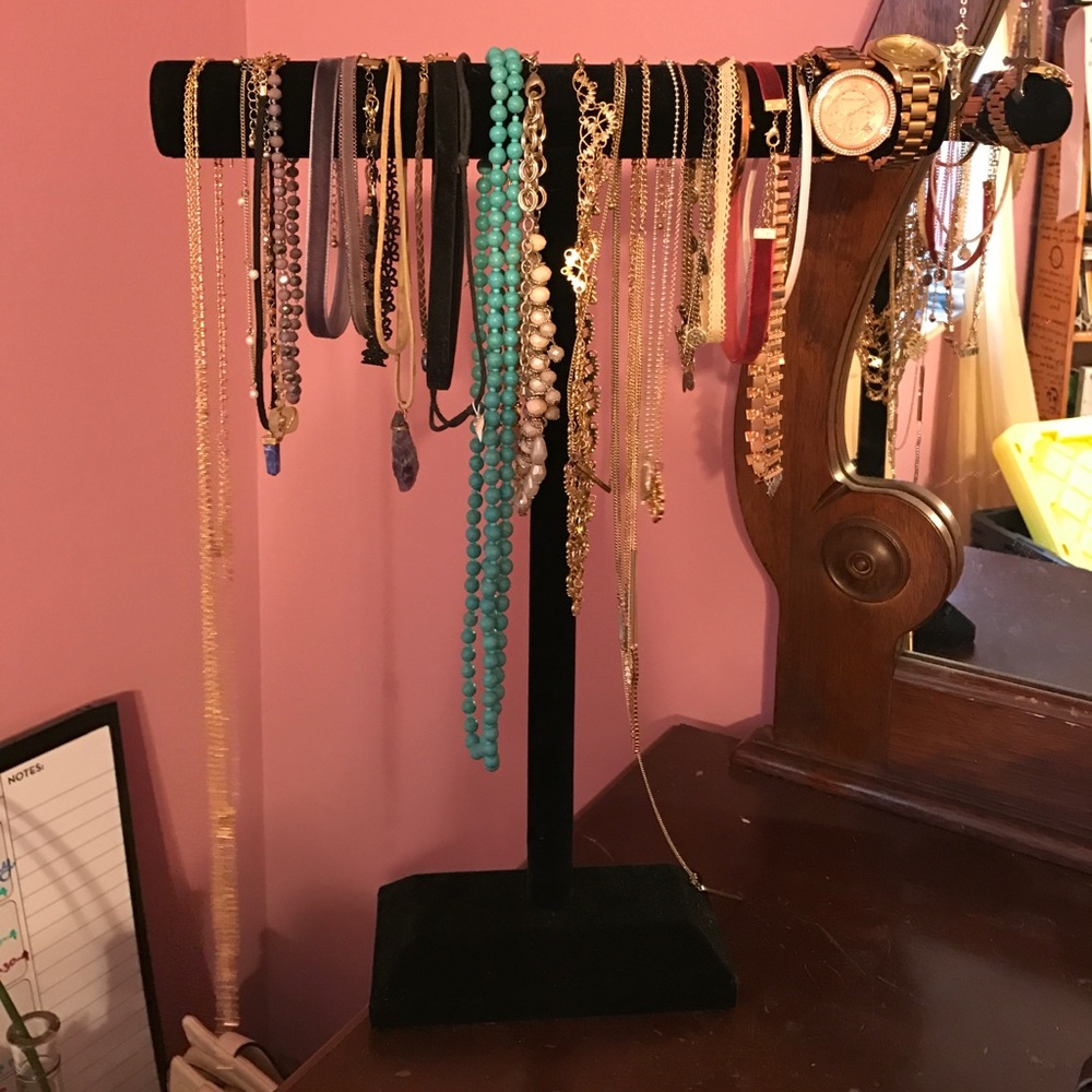 Black velvet jewelry stand