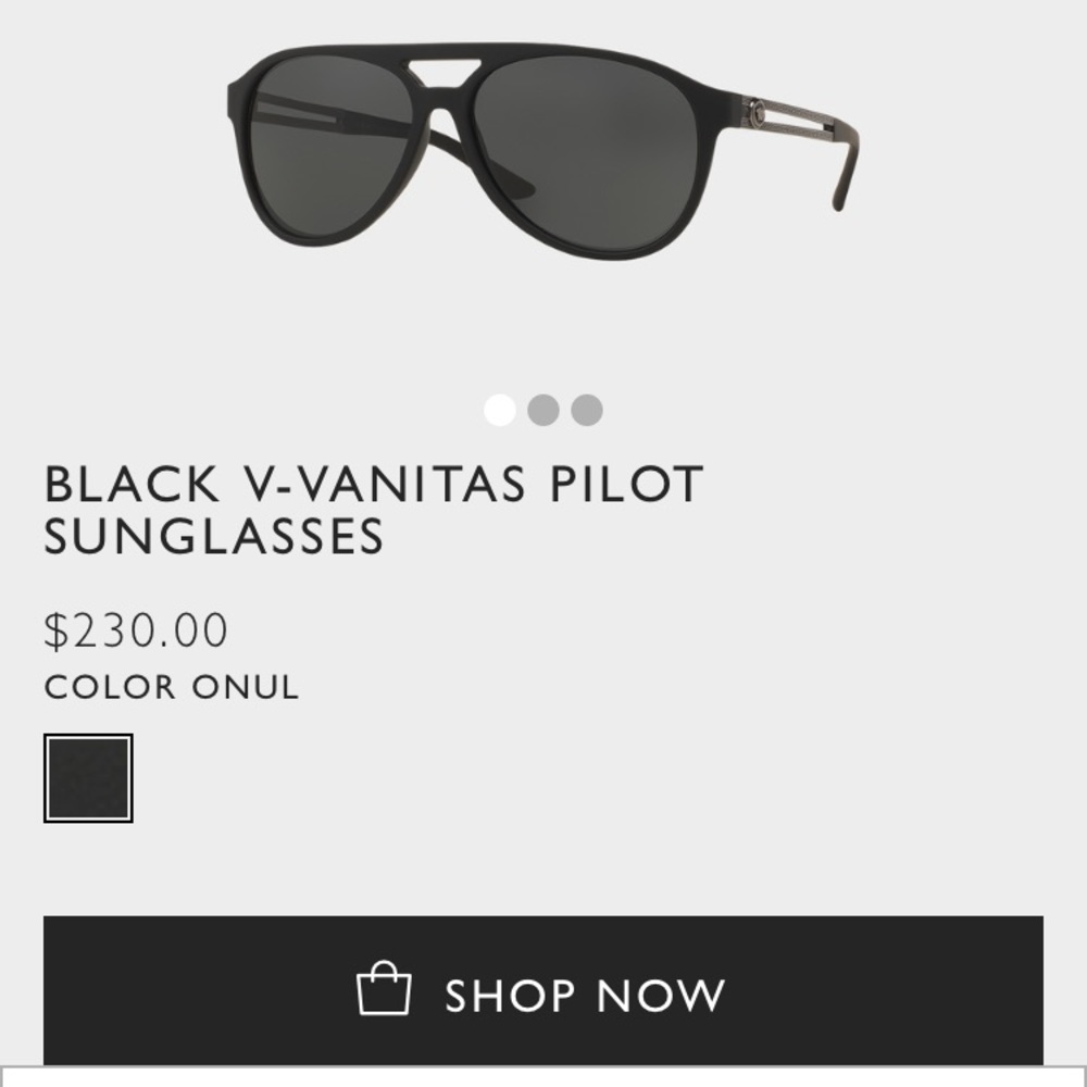 Versace Black V-Vanitas Pilot Sunglasses Men's