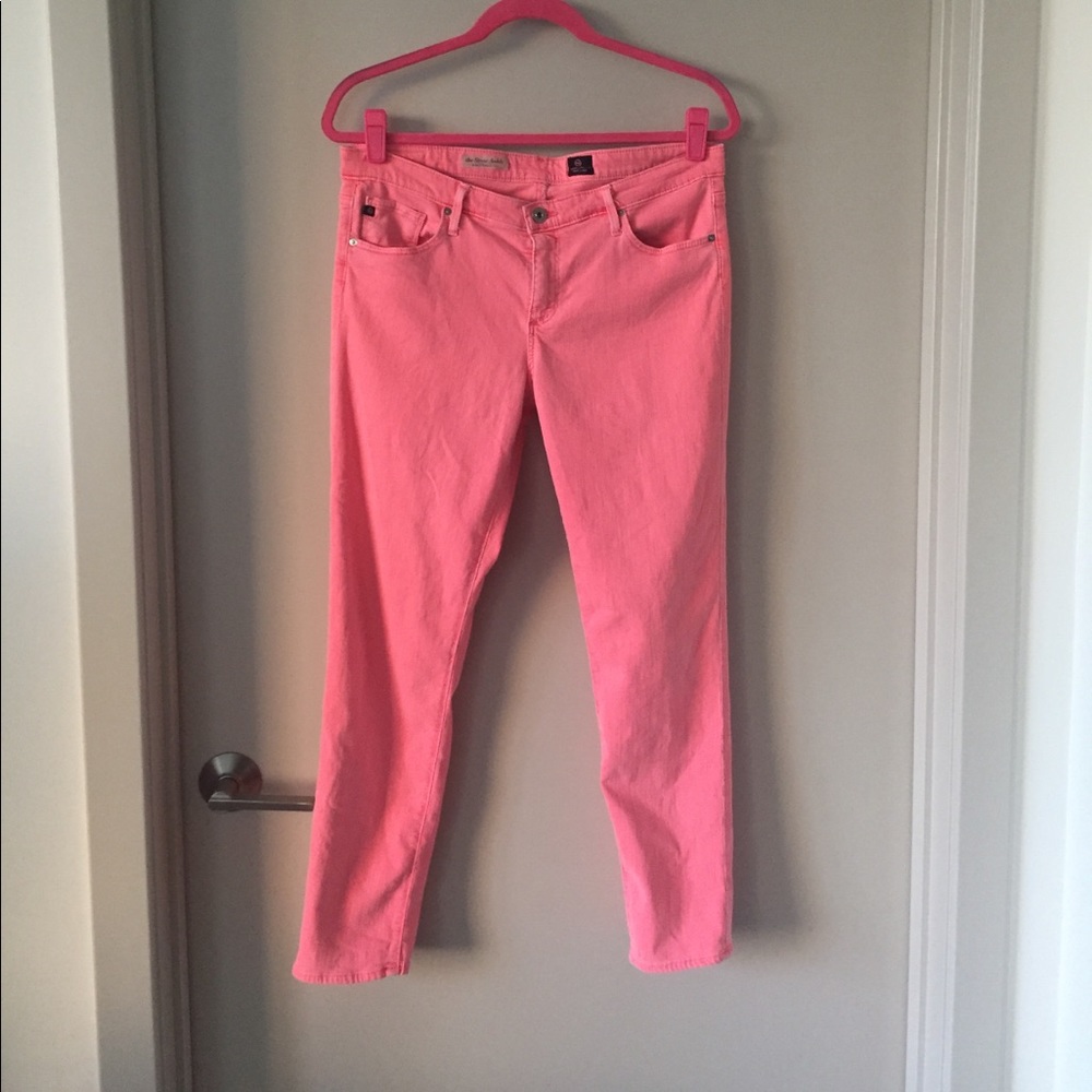 Pink AG Stevie Ankle Slim Straight Leg Jeans