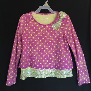 Justice gold sequin polka dot top
