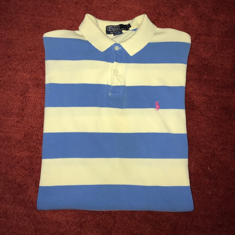 Polo by Ralph Lauren SS sz L cream/blue