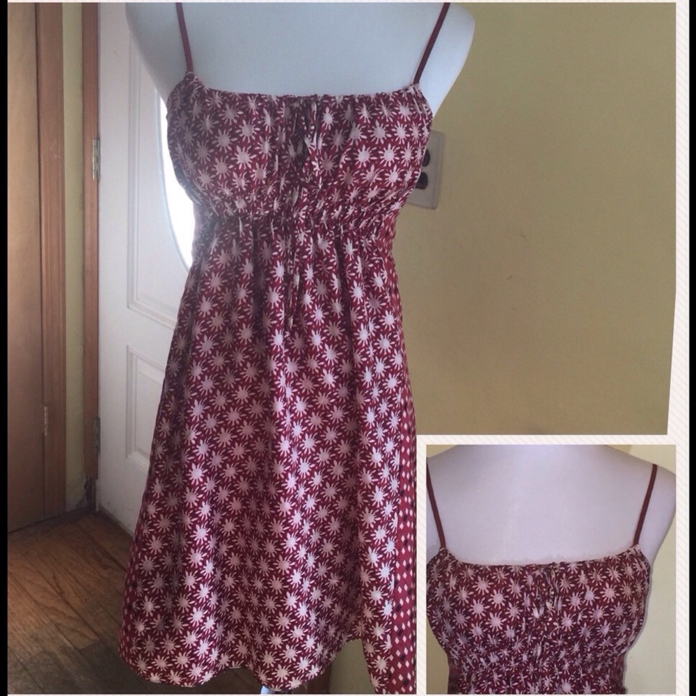 100% silk sundress red white Velvet S/P adjustable