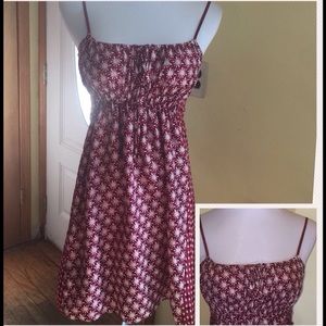 100% silk sundress red white Velvet S/P adjustable