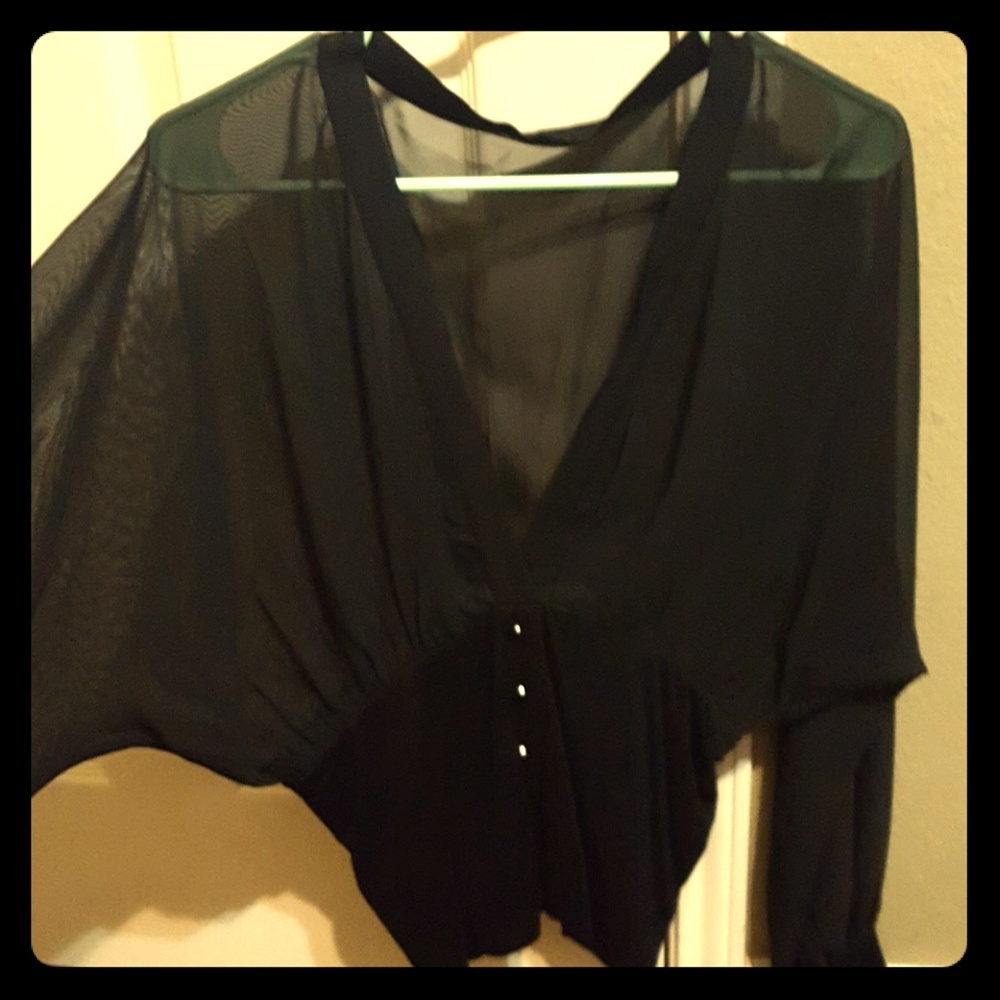 PattyBoutik black long sleeve blouse