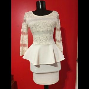 White lace body con dress