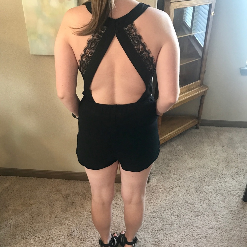 Backless Black Romper