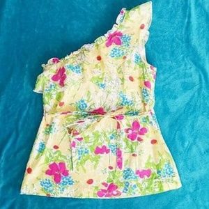 Lilly Pulitzer large one shoulder top shirt