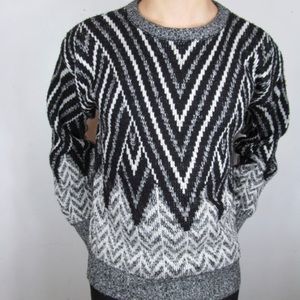 Vintage Black and White Geometric Mafia Sweater