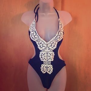 NEW Sexy Crochet Cut Out Lace One Piece Small