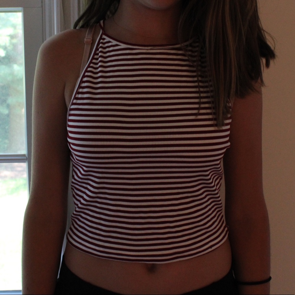 Striped cropped halter top!!