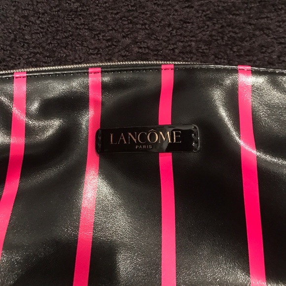 LANCOME Black with Pink Stripes Large Cosmetic Bag - Picture 7 of 11