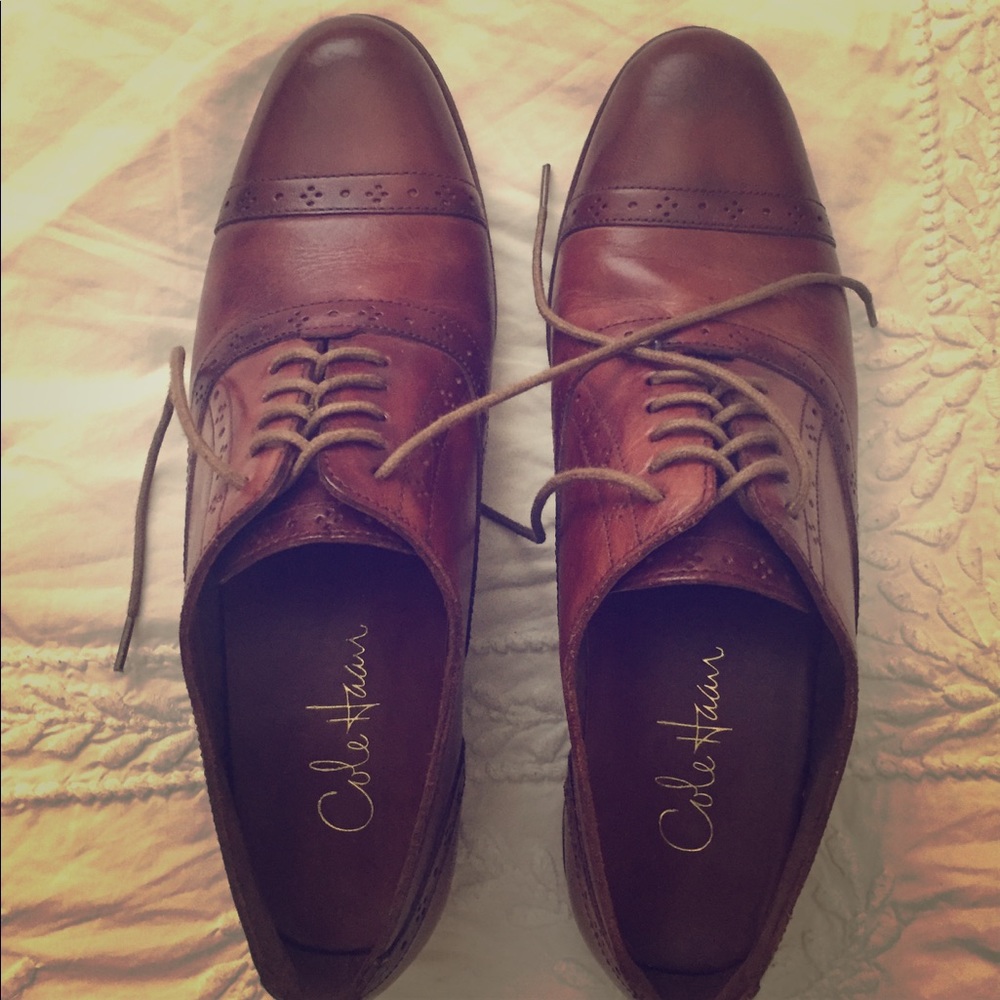 Brown leather oxfords - women's