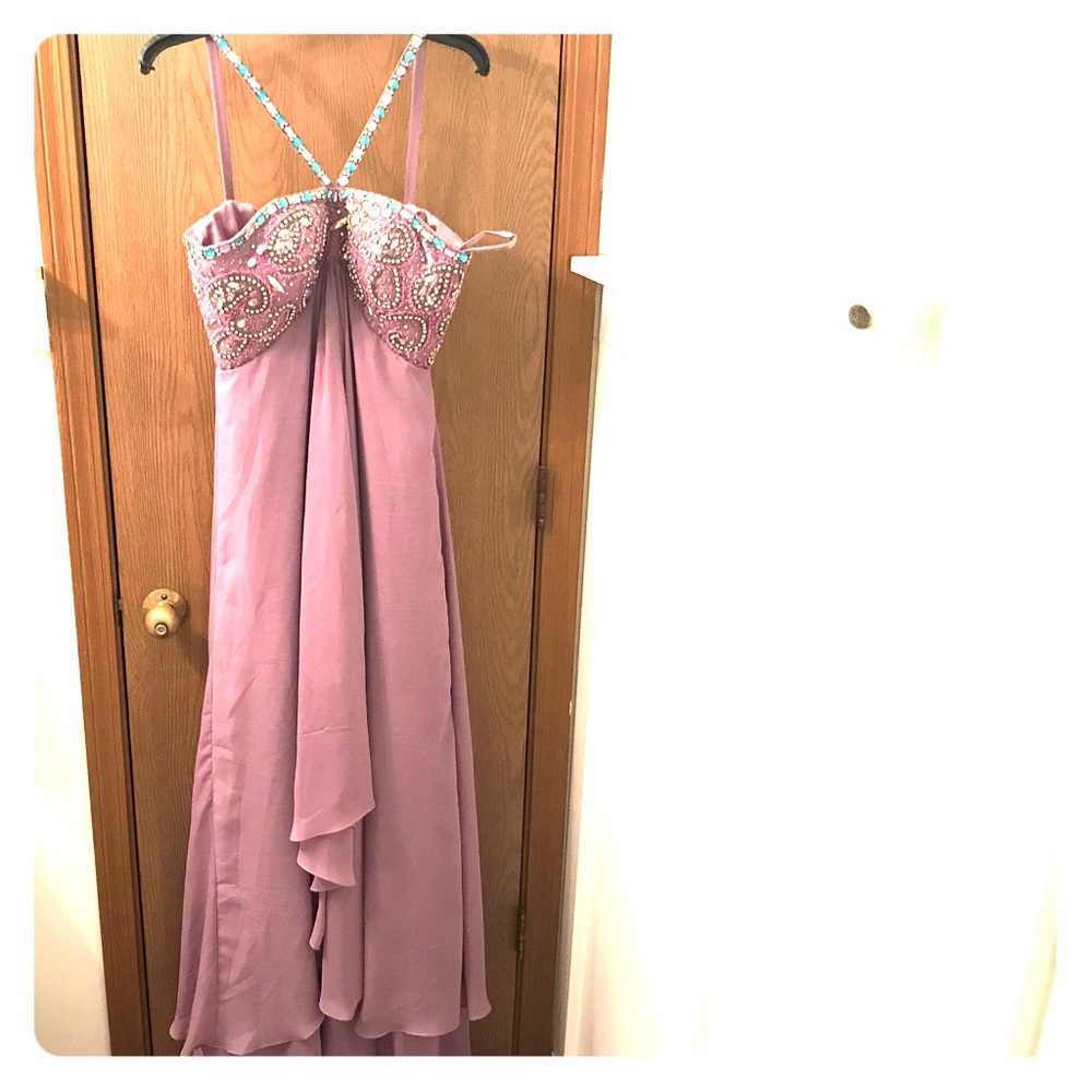 Never worn purple beaded prom dress