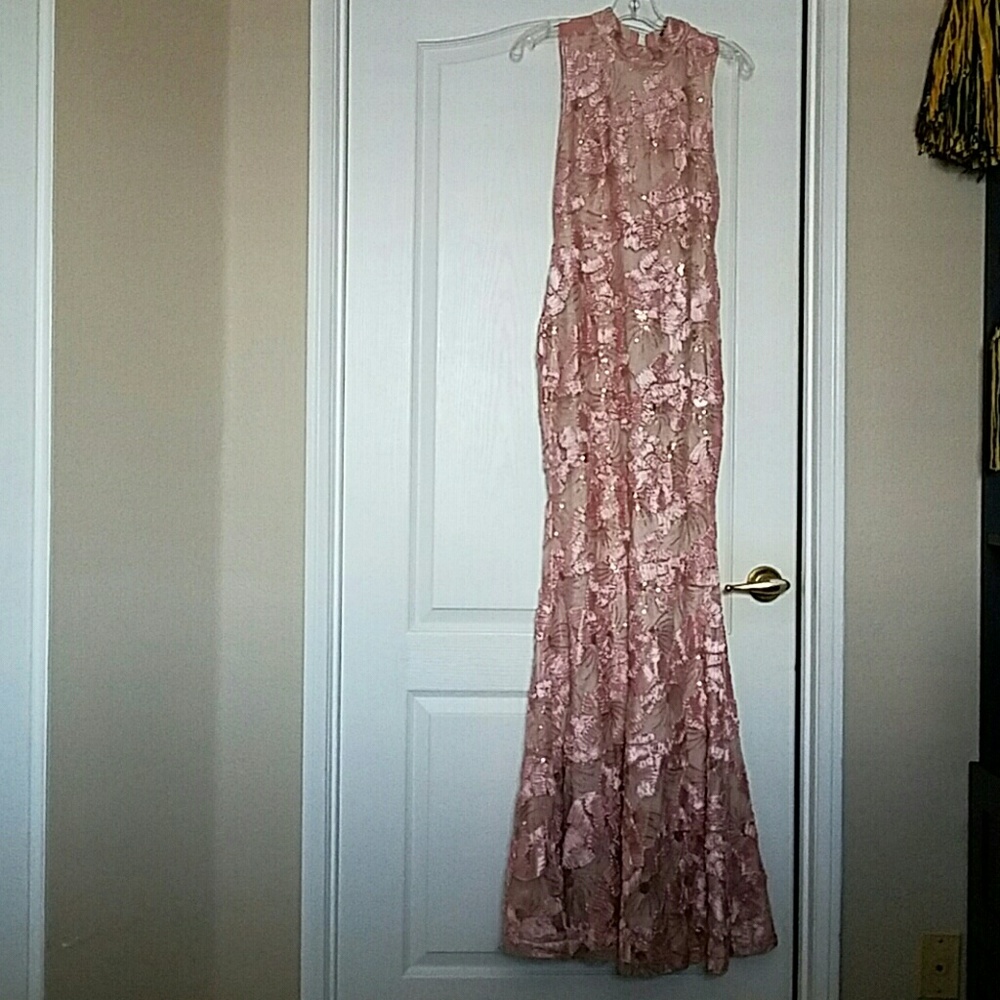 Long pink prom dress