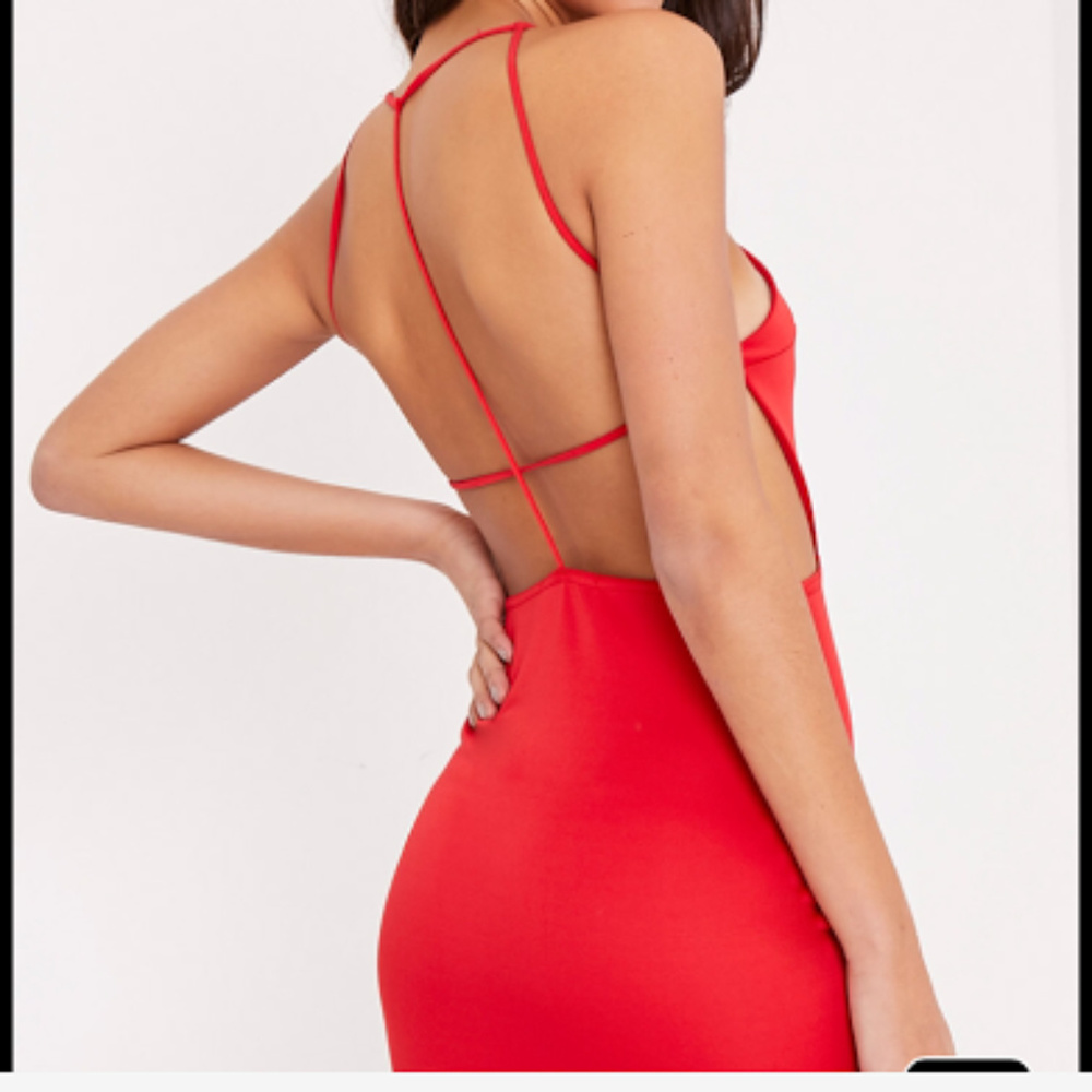 Red strappy mini dress
