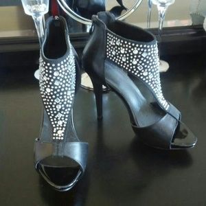 NEVER WORN Black Crystal Heels