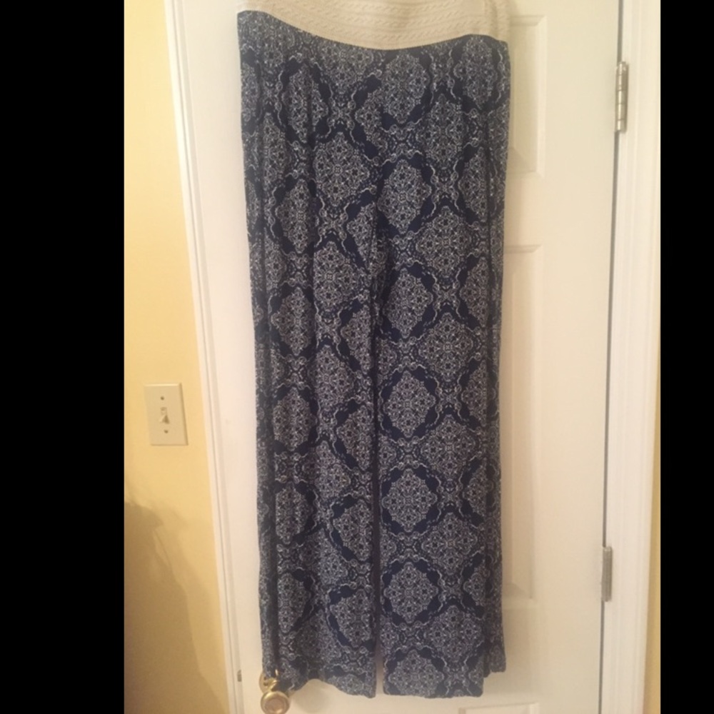 Blue flowing pants