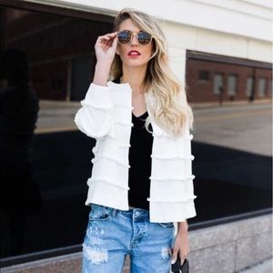 White frayed trim jacket