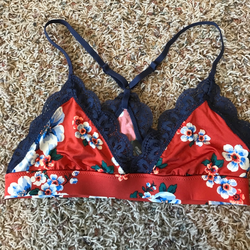 Red floral bralette