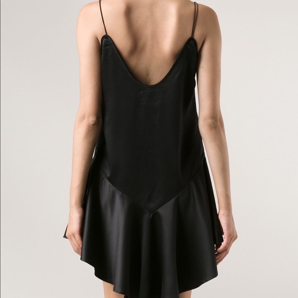 UNIF Black Satin Charmeuse Ruffle Slip Mini Dress - Picture 2 of 4