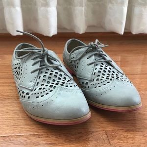 Light Gray Oxfords with Pink Soles