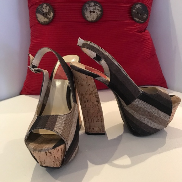 Shoes - Cork sling back heels