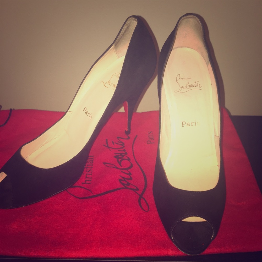 Authentic Christian Louboutin Black Peep Toe Heels