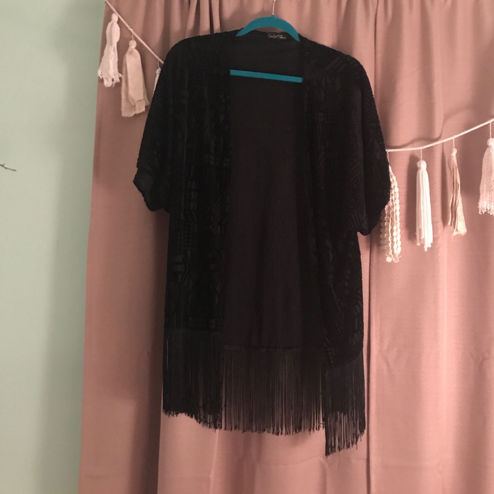 Black velour tribal open top