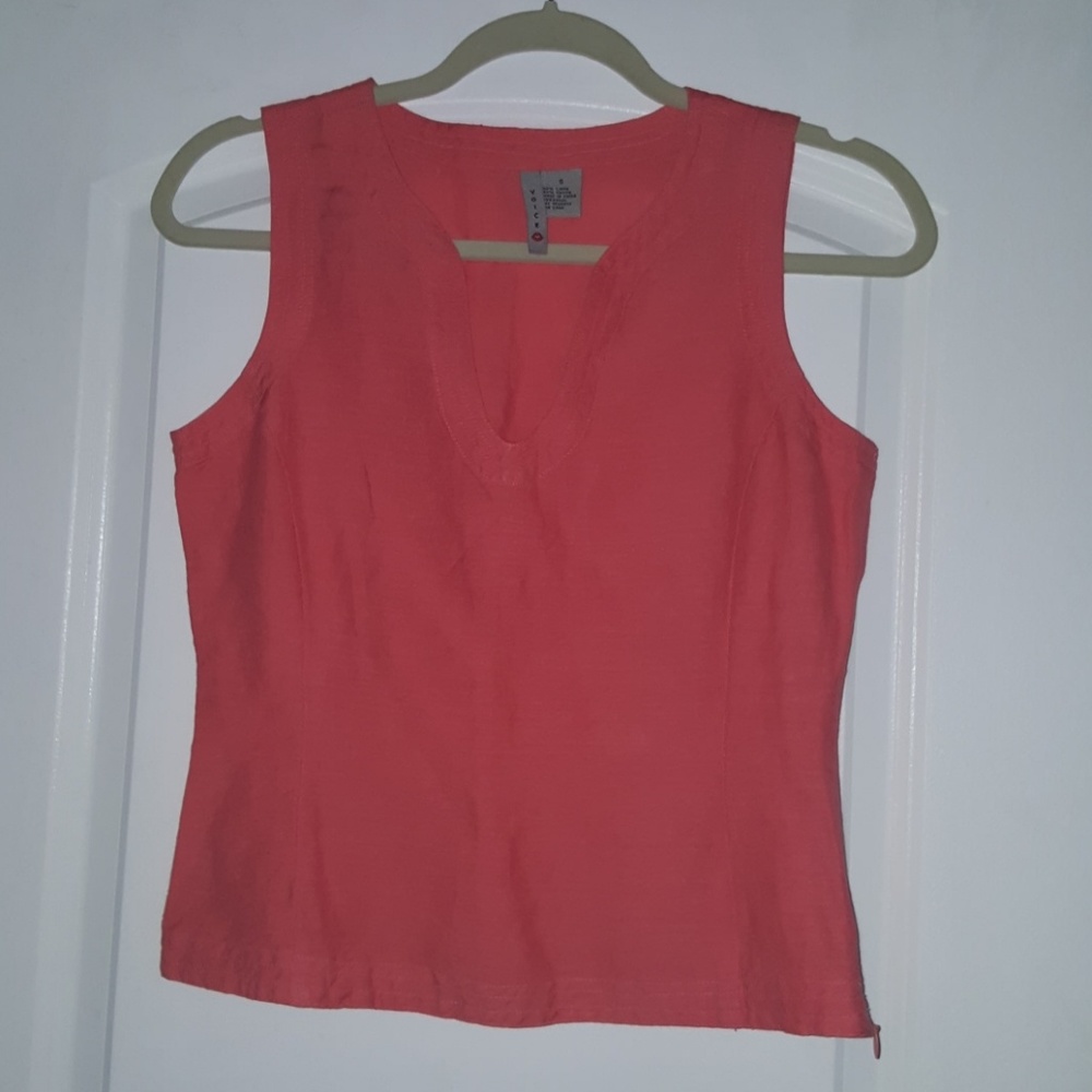 Salmon colored linen tank top